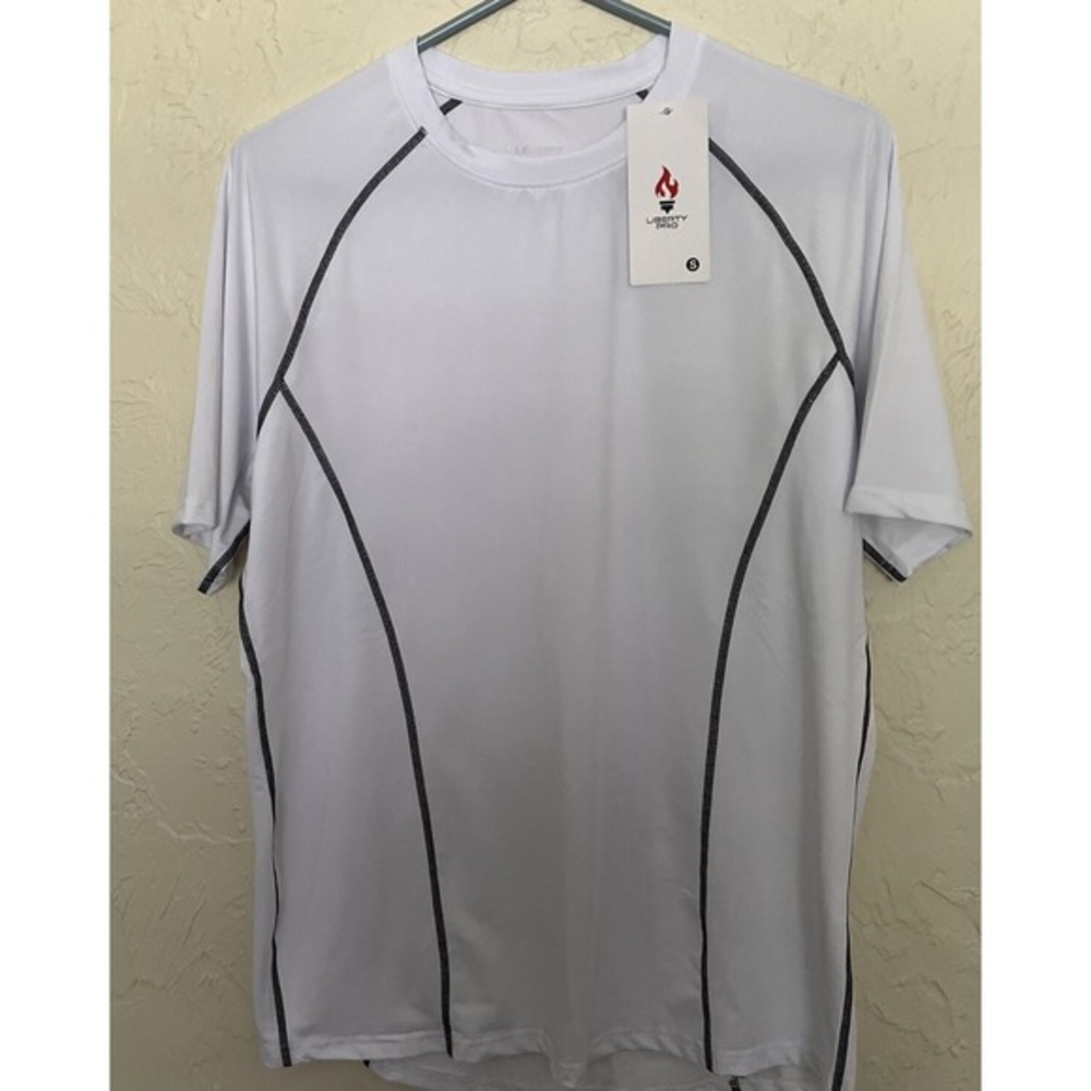 Liberty Pro Men's Short‎ Sleeve Crew Neck Sports T-Shirt EG7 White Sz S  Wicking